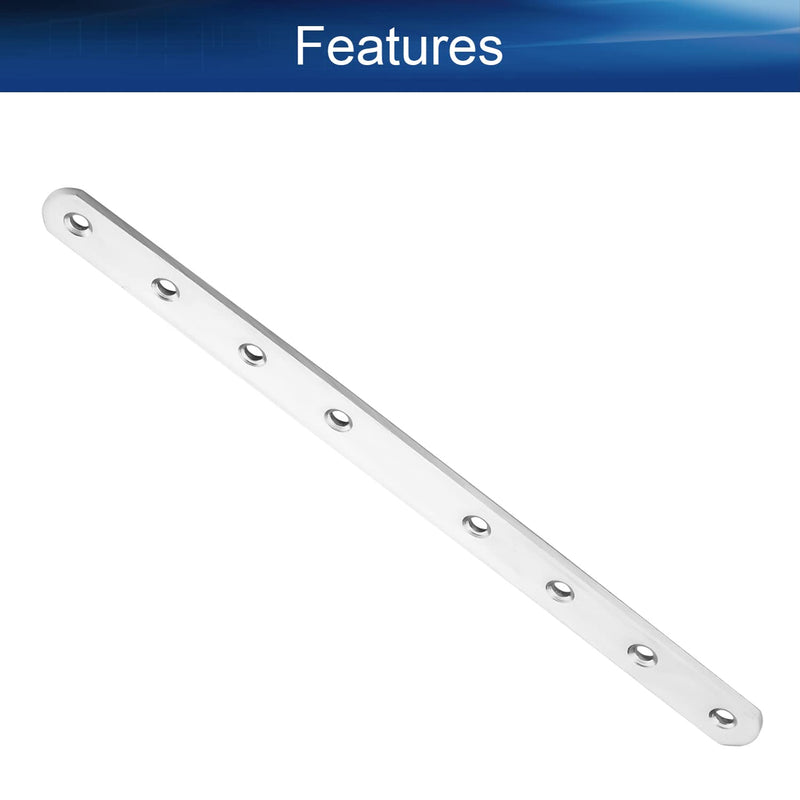 Yinpecly Corner Brace Flat Fixed Straight Bracket Repair Board Stainless Steel Connection Angle Bracket Gusset Plate 250x20x3mm(LxWxT) for Connection Reinforcement Support Silver 1PCS
