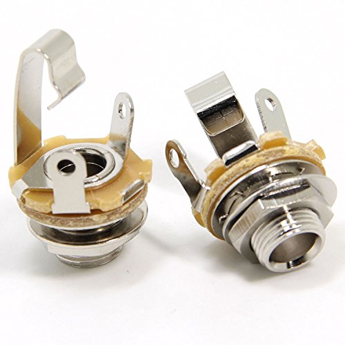 Ancable 2-Pack 1/4 Inch Female Guitar Input Jack-6,35mm TS Mono Panel Mount Socket with Washer and Nut Solder Type