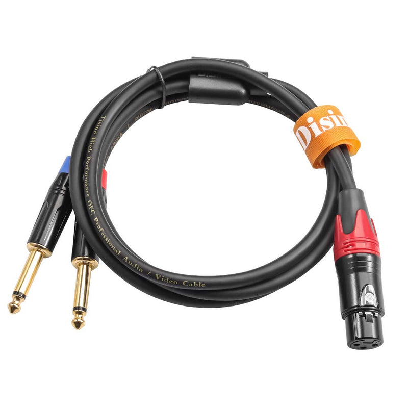 [AUSTRALIA] - DISINO XLR Female to Dual 1/4 inch Y Splitter Cable,Female XLR to Double 6.35mm Mono TS Plug Mic Audio Converter Adapter Cord - 3.3 feet 