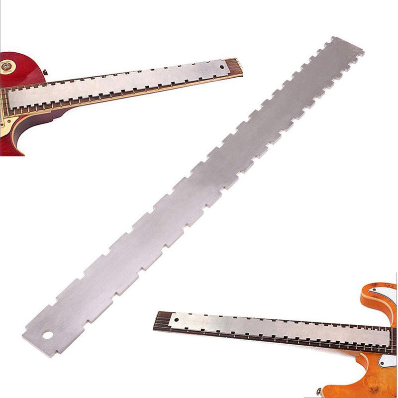 Guitar Luthier Tool Include Guitar Fret Crowning File,Guitar Neck Notched Straight Edge, 2 Pcs Fingerboard Guards Protectors and Grinding Stone for Gibson(24.75") and Fender(25.5") Electric Guitars