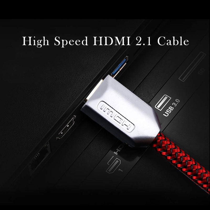 SKW HDMI 2.1 Cable,8K 48Gbps 60Hz High Speed HDMI to HDMI Braided Cord Cable for TV (2M/6.5ft) 2 Meter