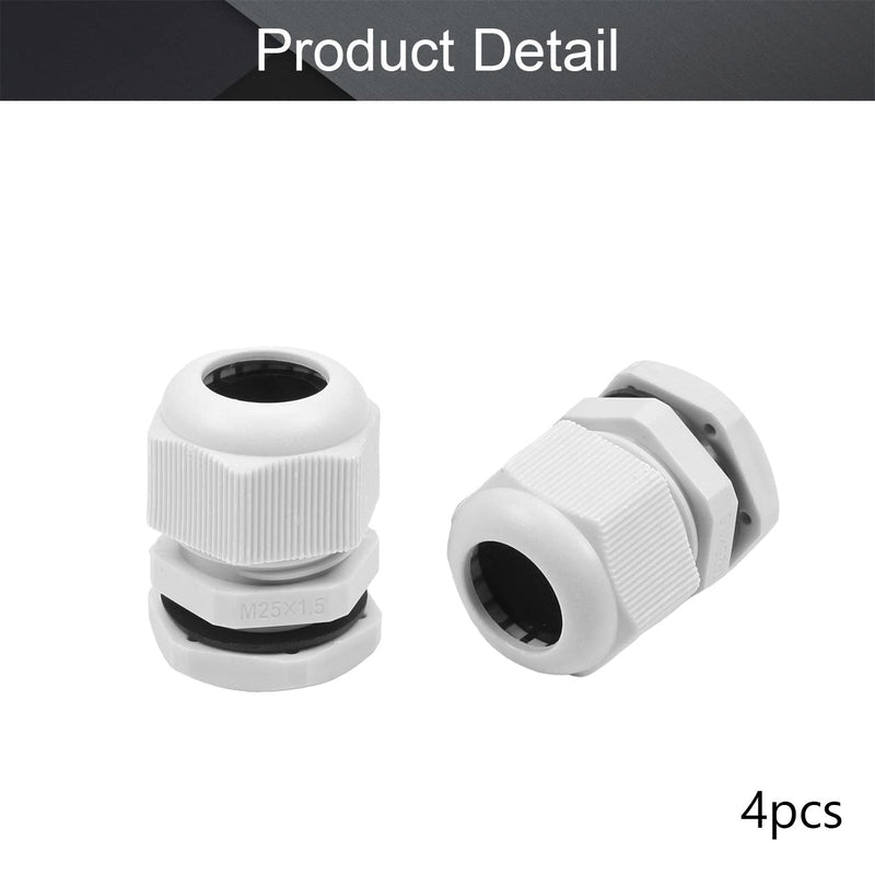 Fielect 4Pcs M25 Cable Gland Plastic Waterproof Cable Glands Joints Adjustable Connector White for 9-17mm Dia Cable