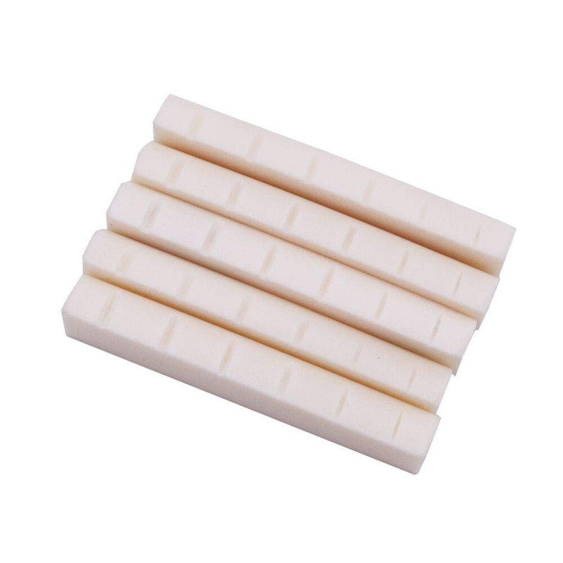 Alnicov Bone Guitar String Bridge Nut Real Buffalo Bone Grooves for 6 String Acoustic Guitar 43x6x9mm (Pack of 5)