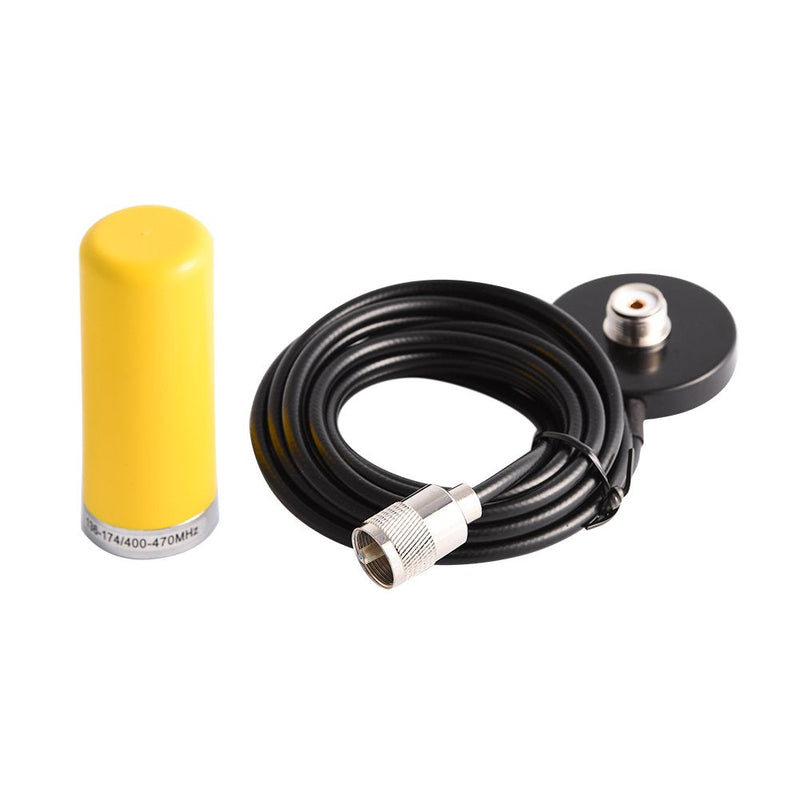 Mugast VHF/UHF Car Radio Antenna with 5m / 16.4ft Cable, Vehicle Mobile Radio Antenna with Magnetic Mount Base Cable UHF - PL259 Connector (Yellow)