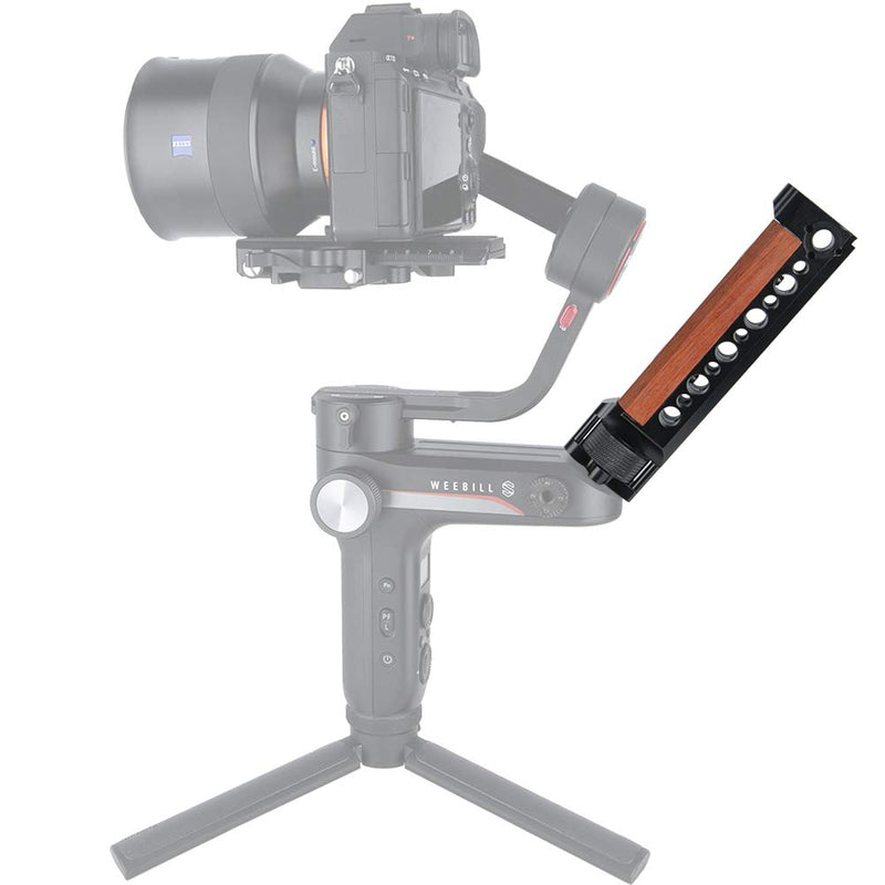 NICEYRIG Wooden Handle for ZHIYUN WEEBILL S Gimbal Stabilizer, Grip with 1/4 3/8 ARRI Mounting Holes and Cold Shoe - 341