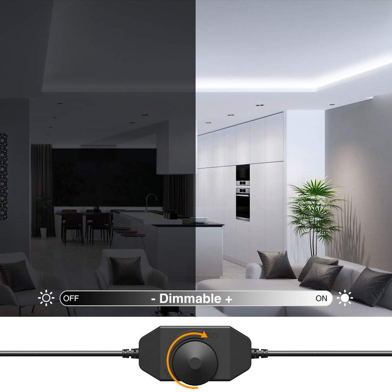 [AUSTRALIA] - Onforu 49.2ft LED Strip Light, 6000K Daylight White Dimmable Tape Light, 15m 12v Flexible Ribbon Light, 2835 LEDs Rope Lighting for Home, Kitchen, Under Cabinet, Bedroom, Non-Waterproof 