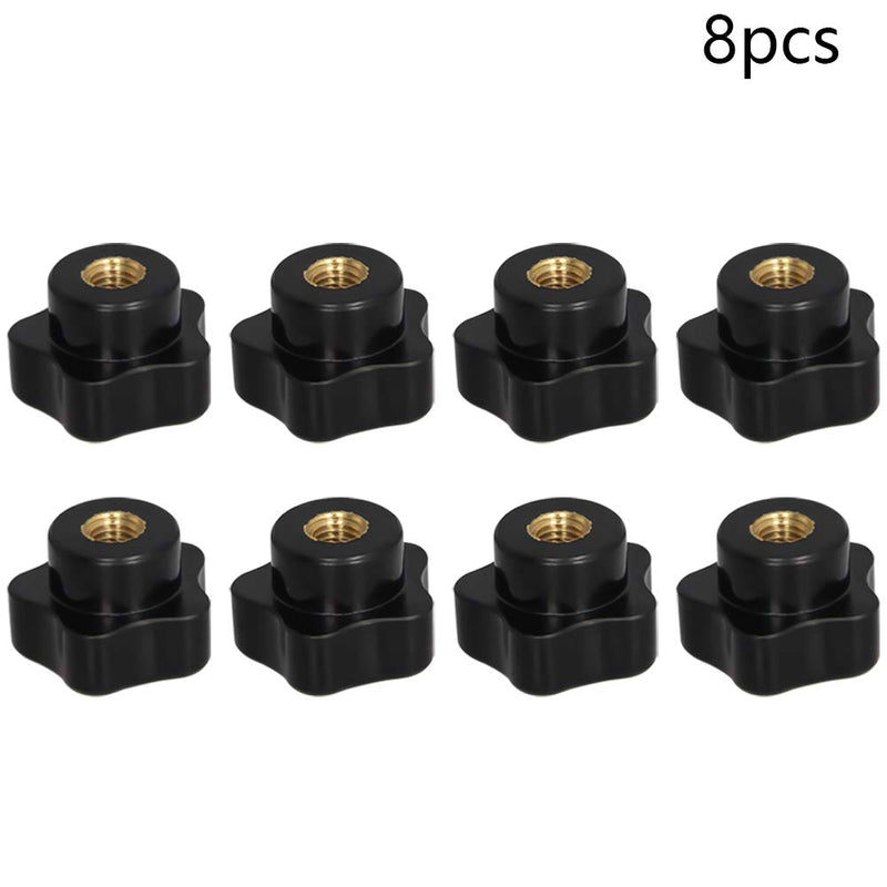 Bettomshin 8Pcs Star Knobs, M8(8mm) x 32mm Female Thread Clamping Handle, Hand Star Knobs, Metal Thread Nut Handle Knobs for Mechanical Equipment, Instrument Apparatus,Industry Equipment, Black 32mm;8PCS
