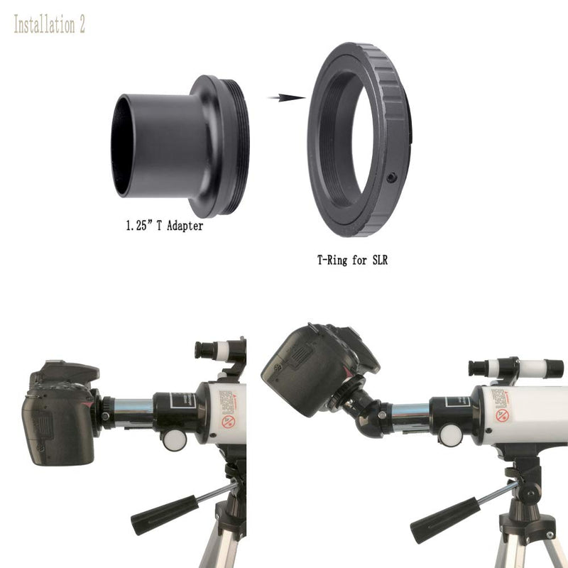 Starboosa 1.25-inch T Adapter and T2 T Ring Adapter - for Nikon SLR Cameras Connected to Telescopes - for Prime-Focus Or Eyepiece-Projection Photography Extension Adapter - for Nikon SLR