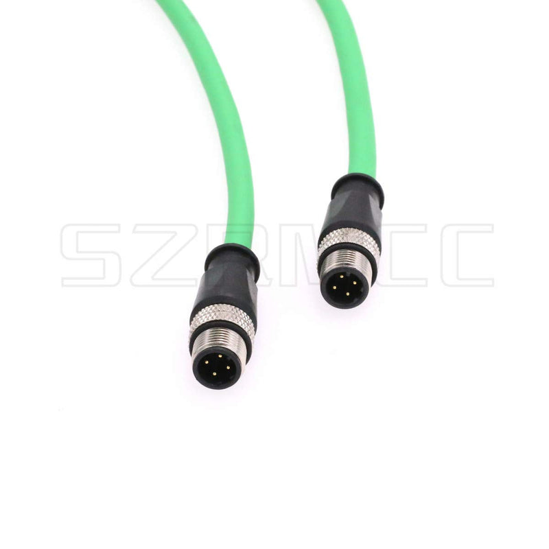SZRMCC M12 4 Pin D-Code Male to Male High Flex Industrial Machine Vision Camera Shielded Cable (3m) 3m