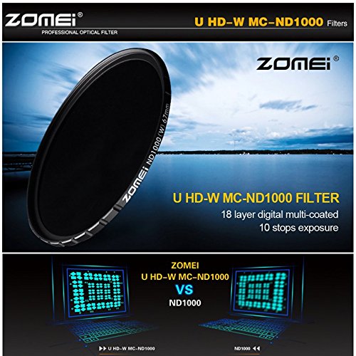 Zomei Circular 58mm Ultra Slim HD ND1000 18 Layer Multi-Coated Optical Schott Glass 10 Stop Neutral Density Lens Filter
