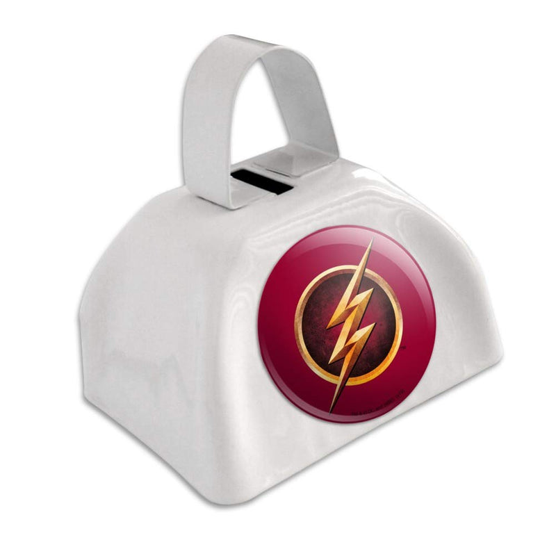 The Flash TV Series Logo White Metal Cowbell Cow Bell Instrument