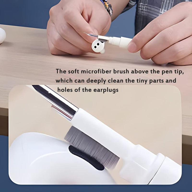 Bluetooth Earbuds Cleaning Pen, Multifunction Airpod Cleaner Kit with Soft Brush for Wireless Earphones Bluetooth Headphones Charging Box Accessories, Computer, Camera and Mobile Phone (White) White