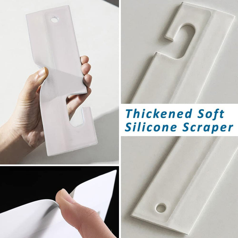 White Silicone Squeegee with Hanging Hole, Water Blade for Cleaning Kitchen Countertops Sink, Bathroom Shower Mirrors Glass, Car Windows Wiper Scraper, Flexible Waterblade Cleaner Tool, 2PCS 2