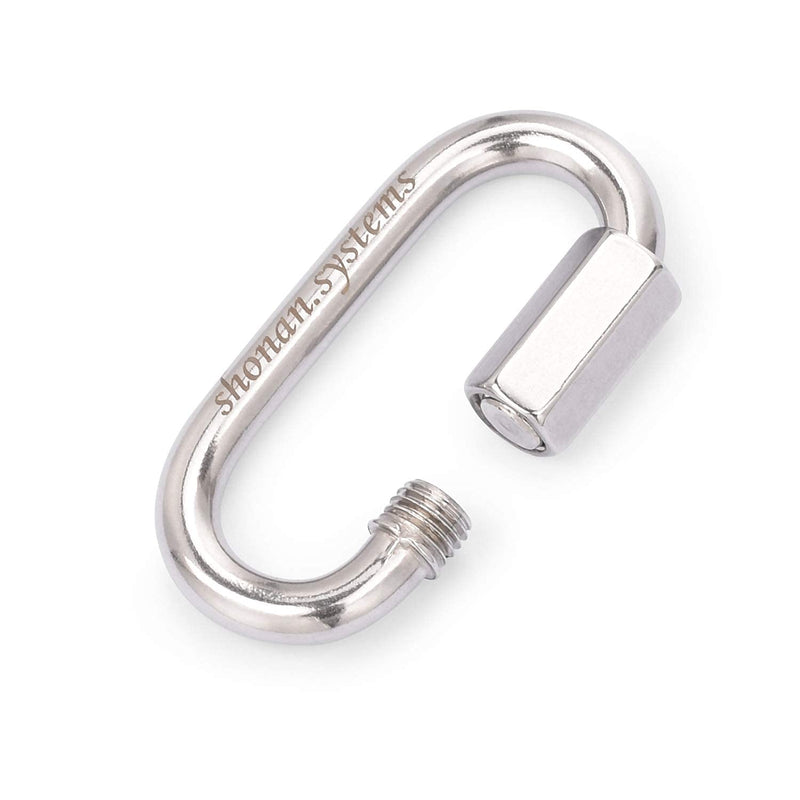 SHONAN 2.3 Inch Stainless Steel Chain Quick Links- 5 Pack 1/4" Locking Carabiners, Chain Hooks, Twist Key Ring Screw Chain Link, 880 Lbs Capacity 2.3 Inch, 5 Pack