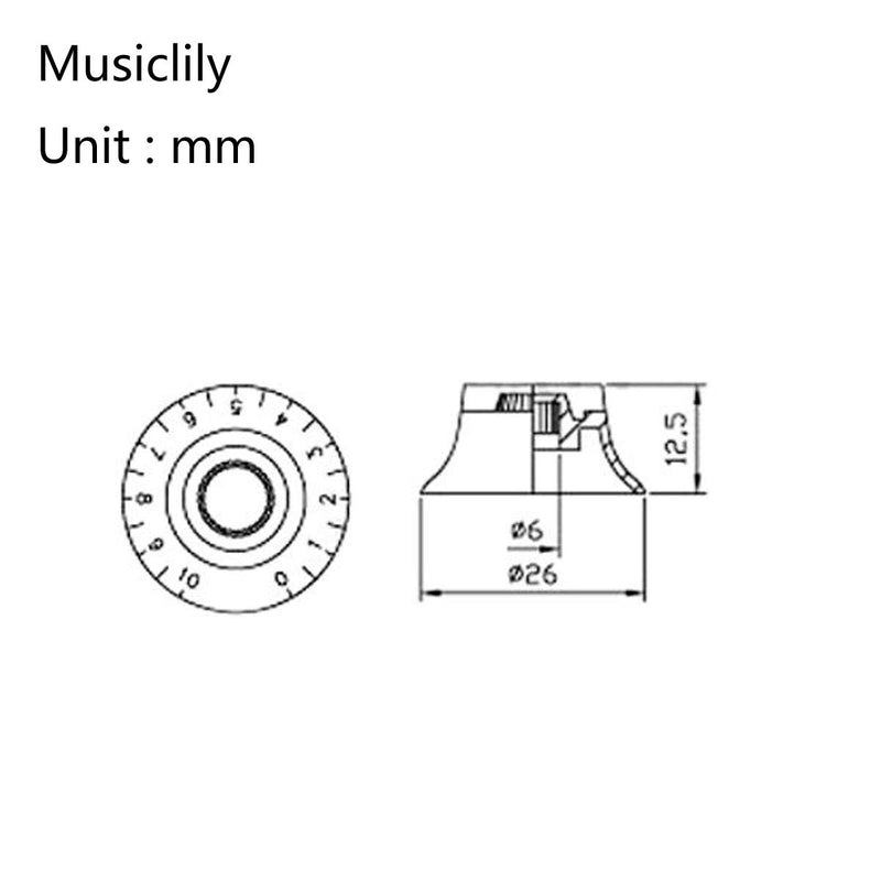 Musiclily Pro Inch Size Guitar Top Hat Bell Knobs Compatible with USA Made Les Paul Style Electric Guitar, Cream (Set of 4)