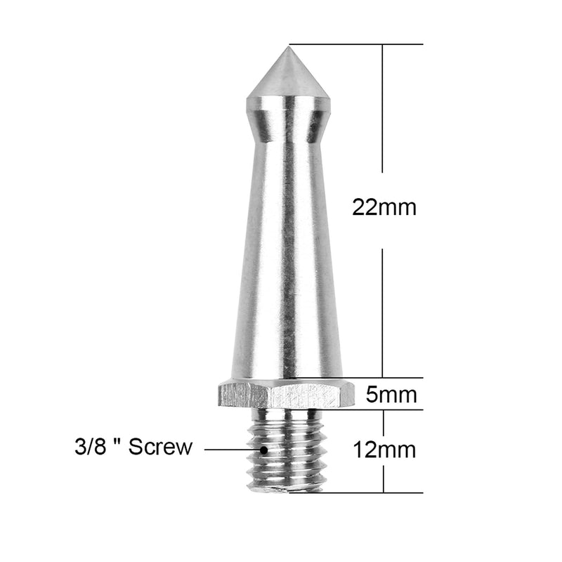 [AUSTRALIA] - Acouto Spikes Stainless Steel Male 3/8" Screw Adapter Foot Spike Replacement for Tr Monopods Camera Accessory Silver 