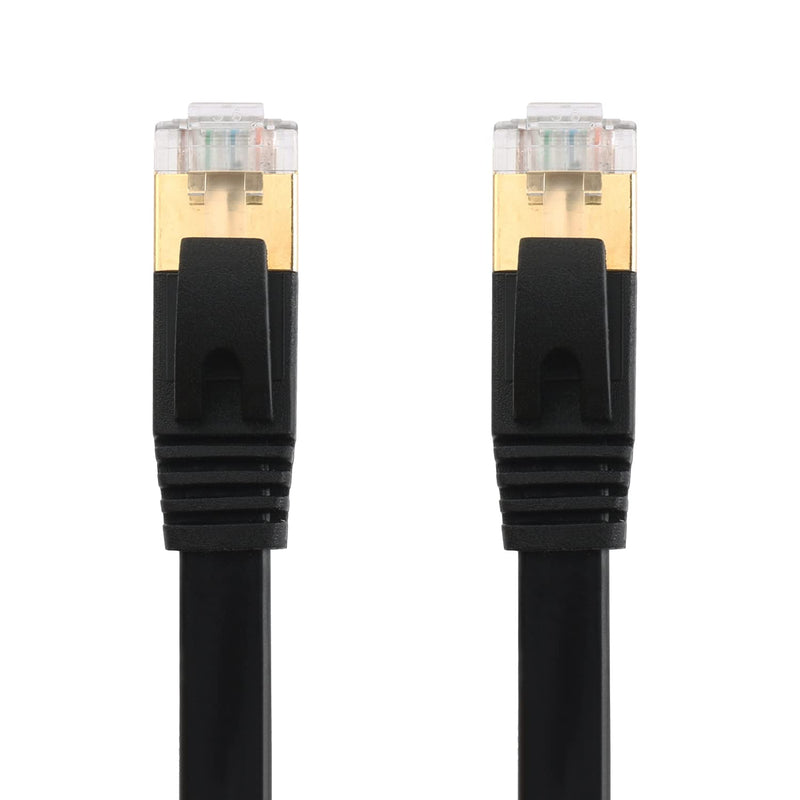 Tainston Flat Ethernet Cable(3 Feet) Cat7 Network Cord Patch Cable STP Shielded 10 Gigabit 600MHz LAN Cable 3FT