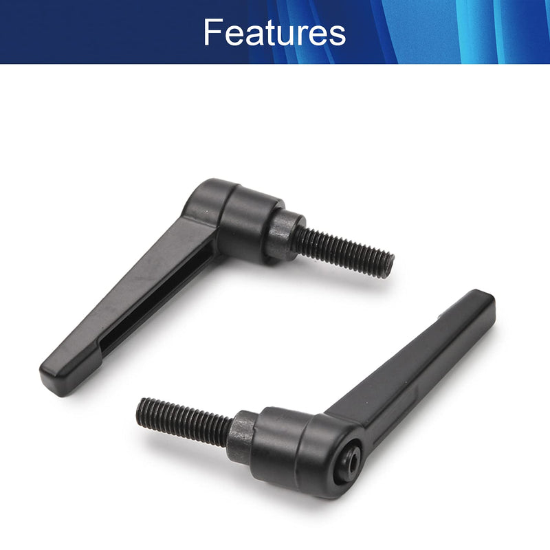 Aicosineg M6 x 20mm Male Thread Aluminum Alloy Adjustable Clamping Lever Handle for Machinery Welding Printing Equipment Black Tone 5pcs Not Include Washer M6x20 5pcs
