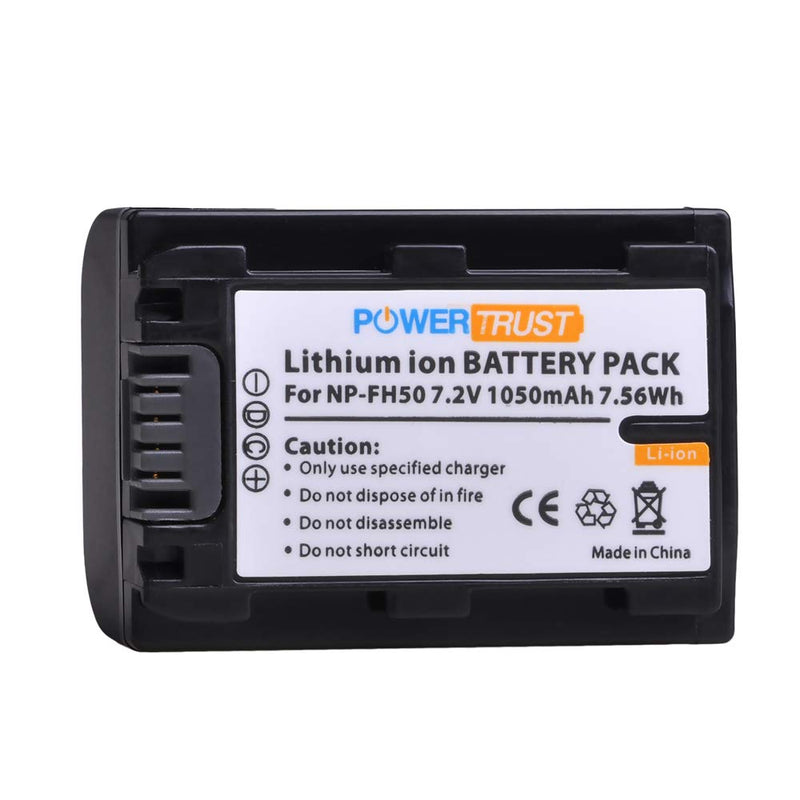 PowerTrust 2-Pack NP-FH50 Battery + USB Dual Charger for Sony NP-FH40 NP-FH30 NP-FP50 NP-FP51 H Series Batteries and DSC-HX1 HX100 HX100V HX200 HX200V HDR-TG1E TG3 TG5 TG7 A230 A290 A330 A390