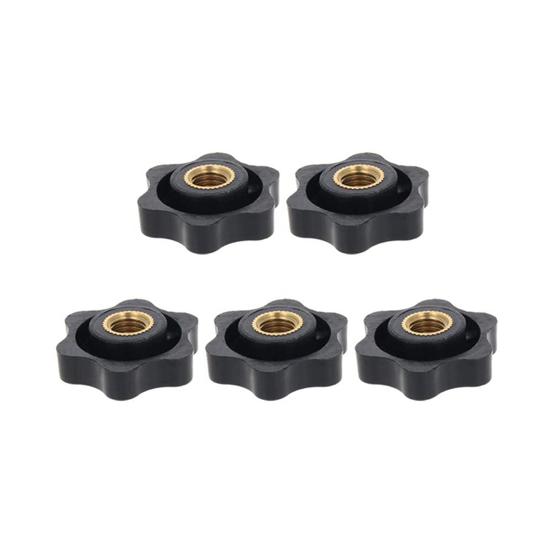 MroMax Star Head Clamping Knob Handle-M8 x31mm Female Threaded Black Plastic Screw-On for Mechanical Equipment 5Pcs M8