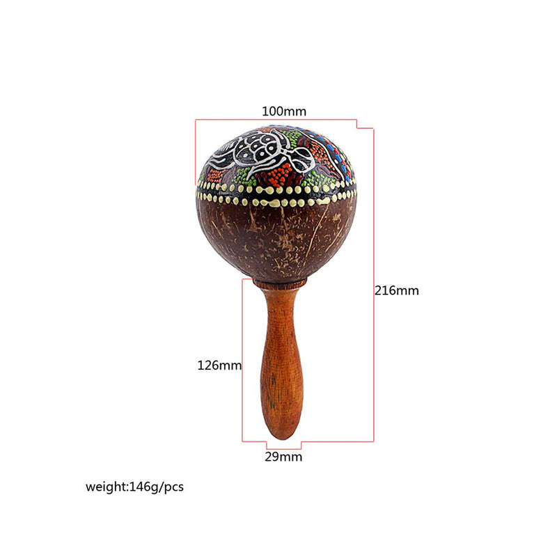 Alnicov Coconut Shell Sand Hammer Hand Rattle Percussion Musical Instrument Gift