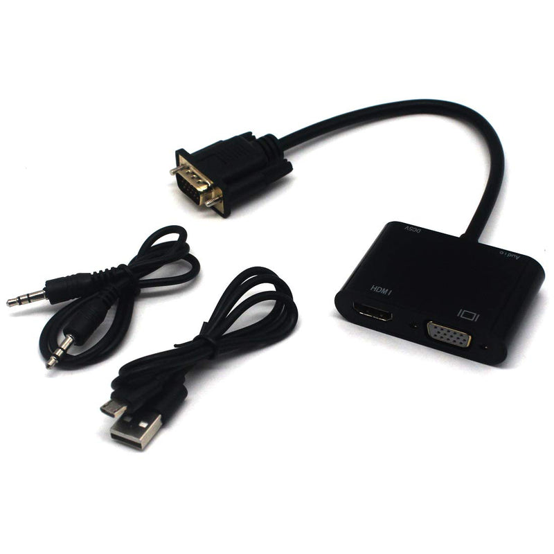LOKEKE VGA to HDMI VGA, GrayRabbit VGA to HDMI VGA Adapter with Audio Cable and USB Cable for Computer, Desktop, Laptop, PC, Monitor, Projector, HDTV