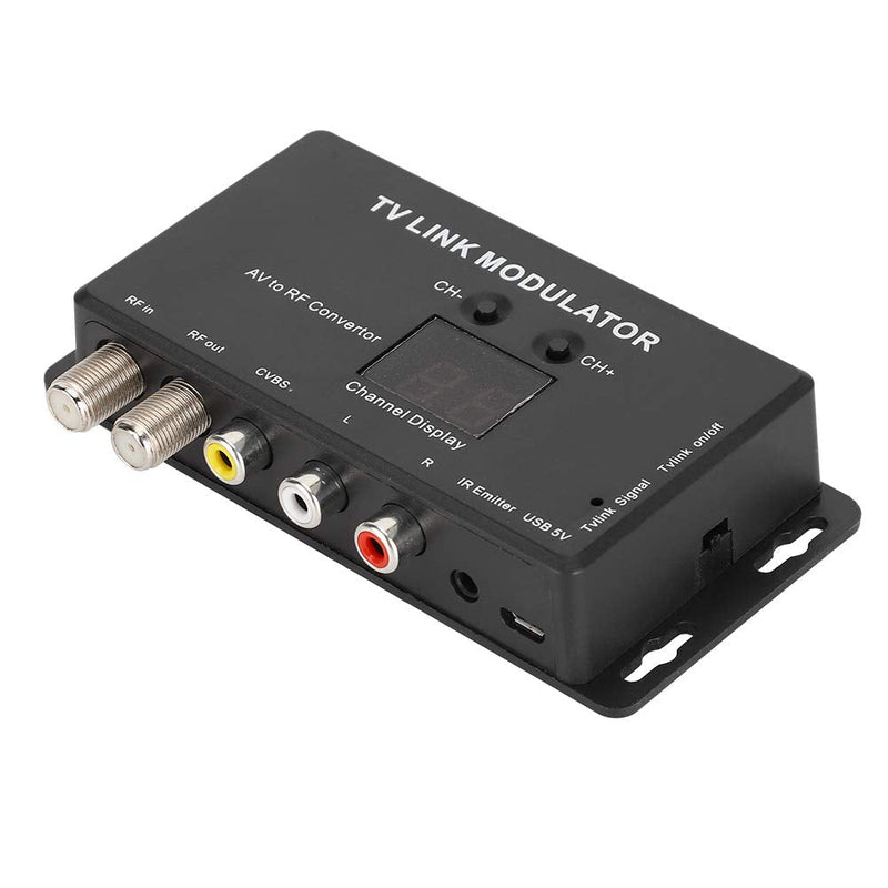 TV Link Modulator UHF Modulator, AV to RF Converter with Channel Display USB Plug and Play, Mini TM70 UHF Digital Modulator AV to RF Converter IR Extender Support PAL NTSC