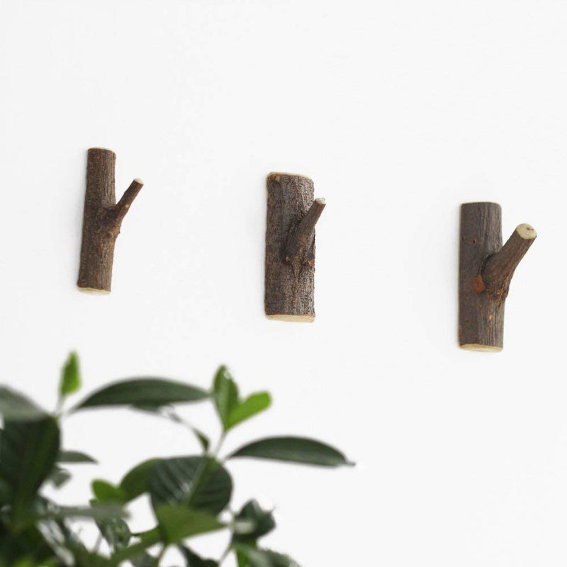 Decorative Wood Adhesive Hooks, Creative Vintage Wall Hooks, Key Holder, Strong Suction Hooks (Small) Small