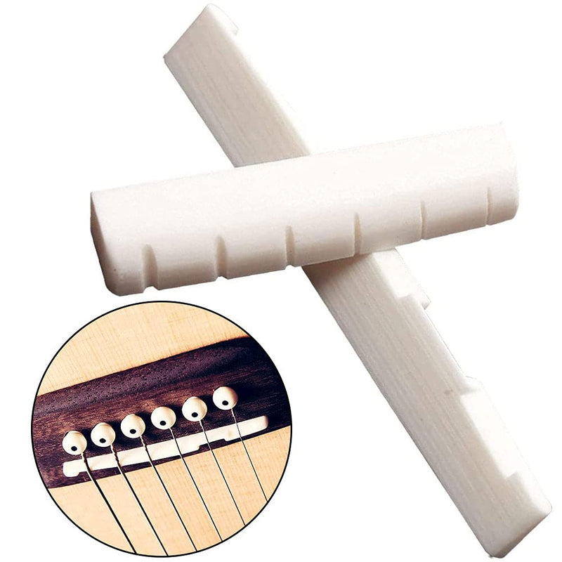 4 Pieces Acoustic Guitar Bridge Saddle Nut Replacement White Guitar Bone Bridge Acoustic Guitar Bone Nut Guitar Bridge Saddle for String Acoustic Guitar and Folk