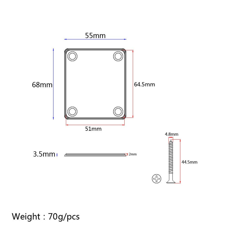 Alnicov Electric Guitar Neck Plate with 4 Screws For Strat Tele Style Electric Guitar Bass Bronze