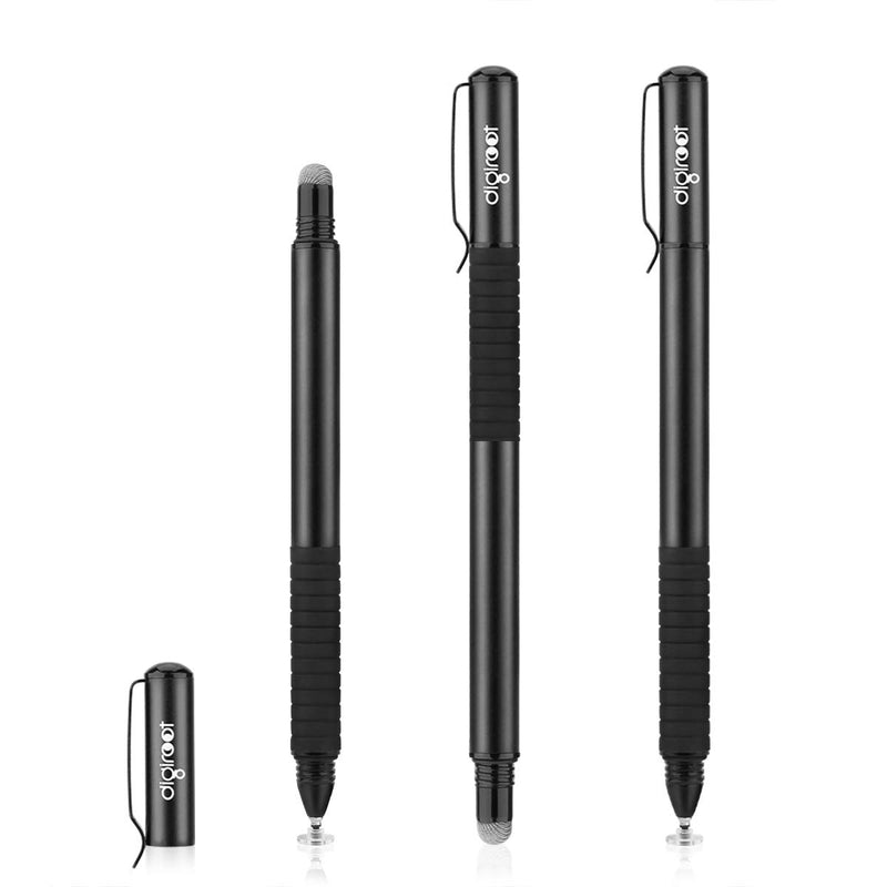Digiroot (2Pcs) 2-in-1 Precision Stylus Disc Tip with Fiber Tip for Notes-Taking, Drawing , Navigation on Touch Screen (4 Discs, 2 Fiber Tips Included)- (Black/Rose Gold) Black/Rose Gold 2 Pcs