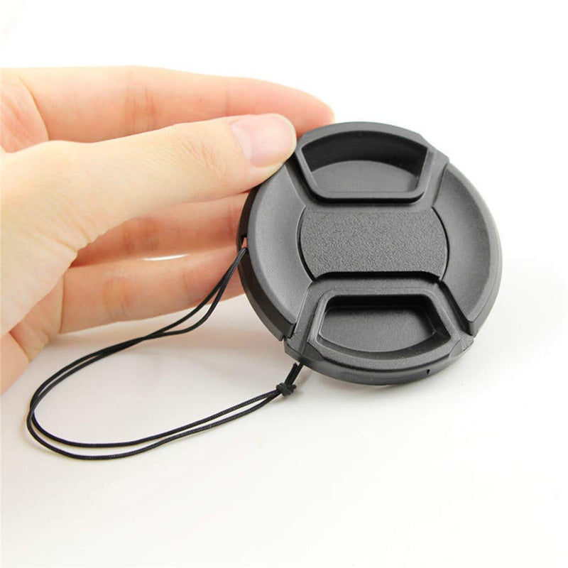 PCTC Lens Cap Snap-On Center Pinch Front Lens Cover with Strap Compatible for Canon Nikon Sony Fujifilm Olympus (43mm) 43mm