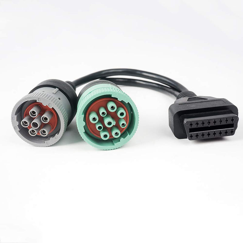 Truck connectors Type-2 J1939-ii 9pin and J1708 6pin to OBD 2 Female Adapter Y-Cable