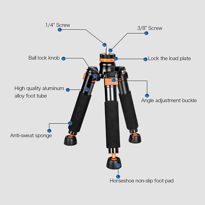 Koolehaoda A3 Mini Tripod with 1/4 and 3/8" Screw Mount, Universal Monopod Support Base Unipod Support Compatible with DSLR Cameras Video Micro Shooting