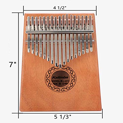Kalimba Thumb Pianos, Solid Wood 17 Keys Thumb-Piano with Study Instruction and Tune Hammer, African-Finger-Pianos Start Kits Instrument for Kids Adult Beginners