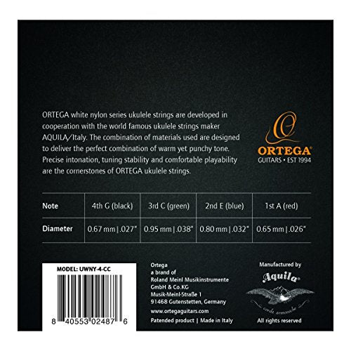 Ortega Guitars UWNY-4-CC Concert Ukulele Strings High G Tuning