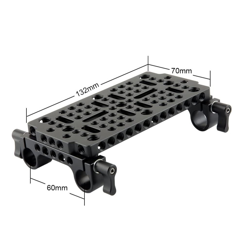 NICEYRIG Camera Cheese Plate Base Plate Tripod Mount with 15mm railblocks for DSLR Rail System