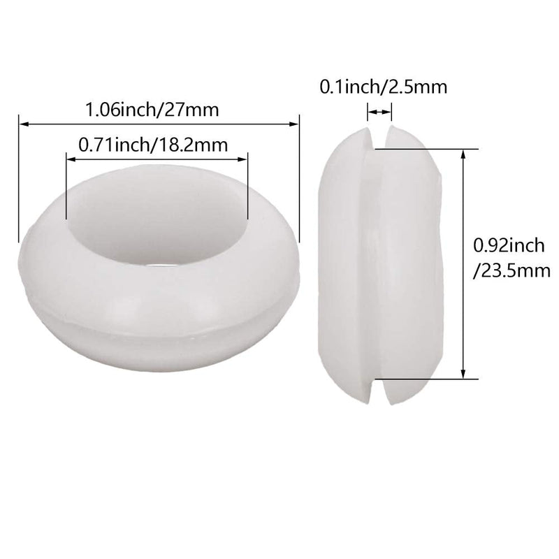 Fielect Rubber Grommet 50Pcs 18mm Inner Dia Oil Resistant Armature Rubber Grommets for Wiring Cable White Hole Dia:18mm