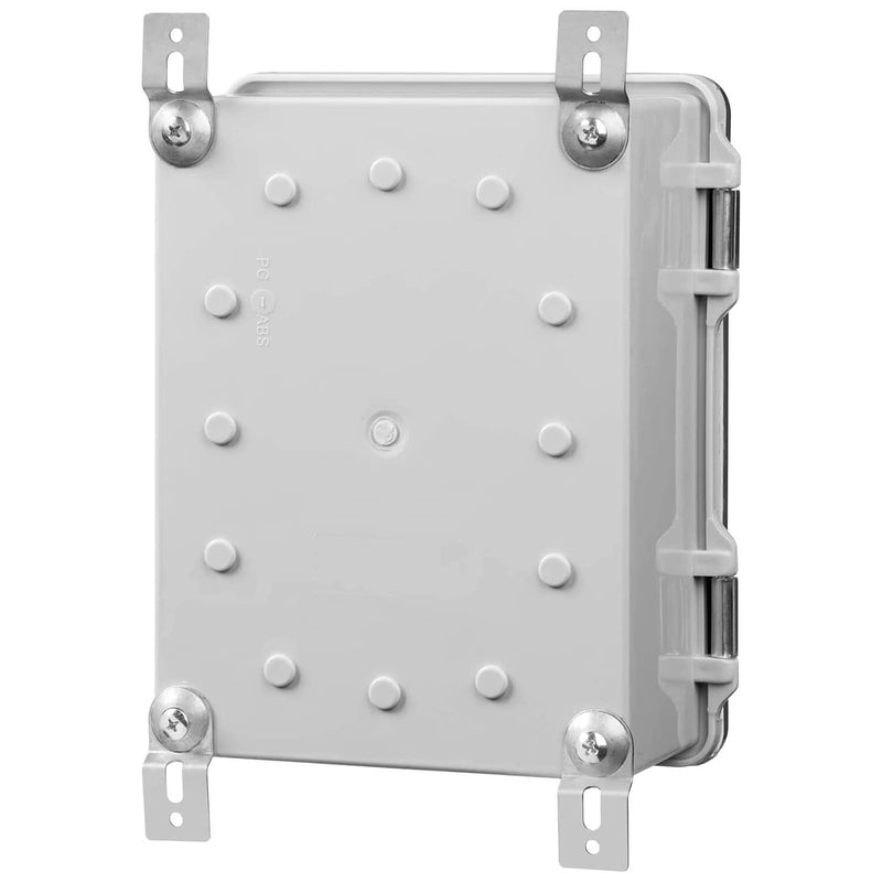 DJC Supply Co. ABS 7.7" x 8.7" x 4.3" Waterproof IP67 Hinged Electronics Box with Mounting Plate, Bracket, and Plastic Cover and Clips 7.7" x 8.7" x 4.3"