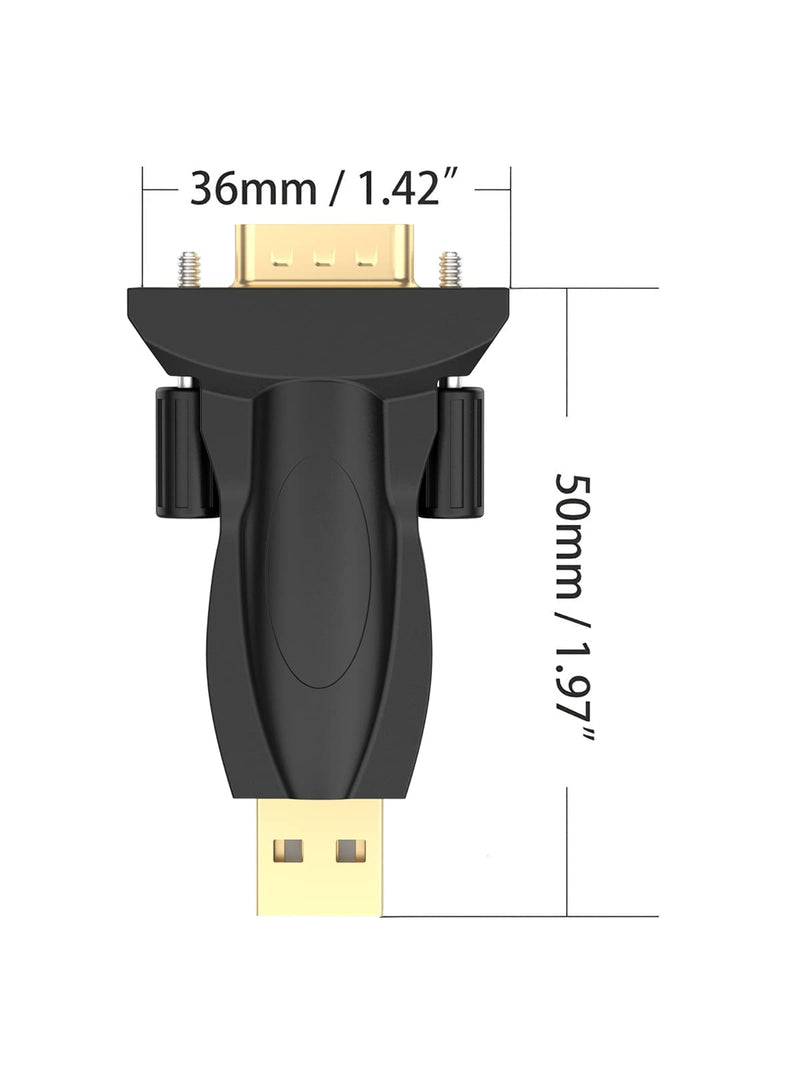 CableCreation [2-Pack] USB to RS232 Male Adapter with PL2303 Chipset, USB to DB9 Serial Converter for Windows 10, 8.1, 8, 7, Vista, XP, 2000, Linux and Mac OS X 10.6 and Above,Black PL2303 Chip-Male-2Pack