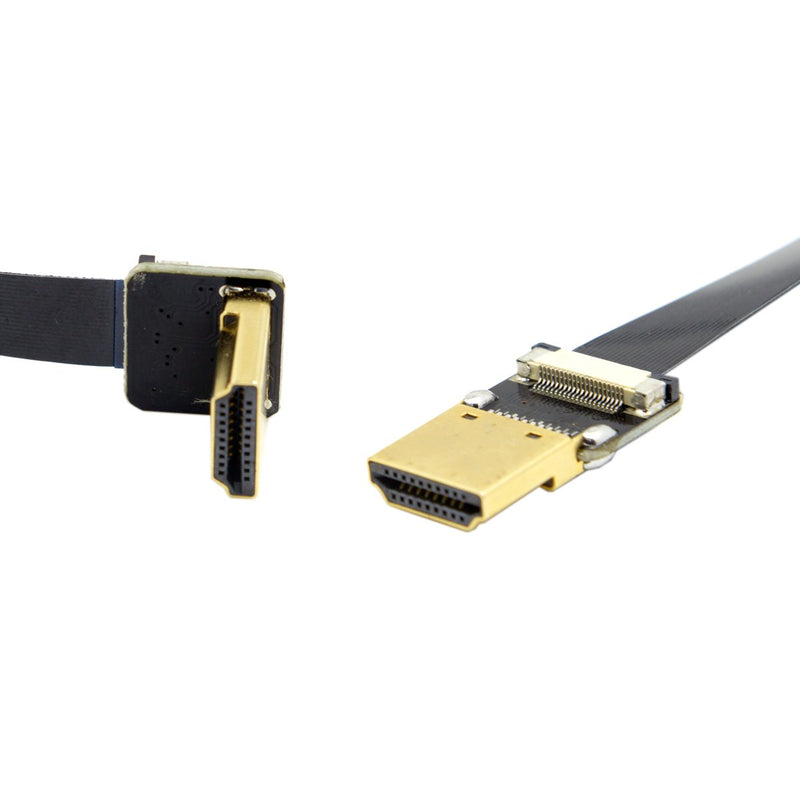 CY 20cm FPV HDMI Male to 90 Degree Down Angled HDMI Male HDTV FPC Flat Cable for Multicopter Aerial Photography 0.2m