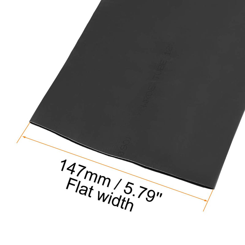 uxcell Heat Shrink Tubing, 90mm Dia 147mm Flat Width 2:1 Ratio Shrinkable Tube Cable Sleeve 1m - Black