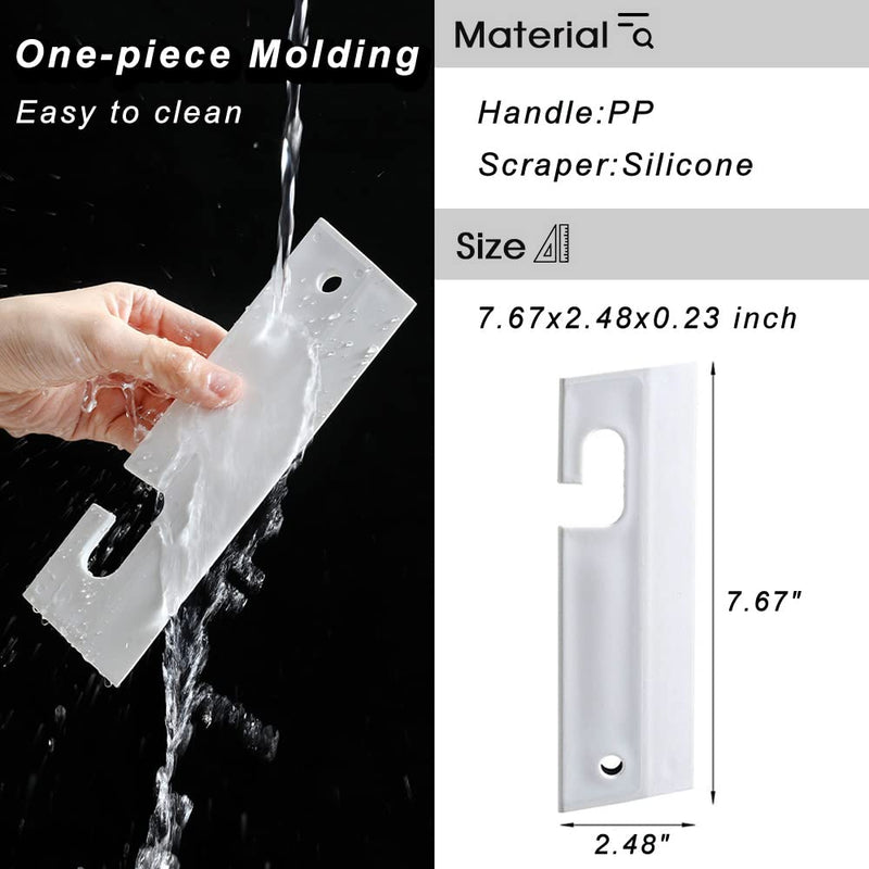 White Silicone Squeegee with Hanging Hole, Water Blade for Cleaning Kitchen Countertops Sink, Bathroom Shower Mirrors Glass, Car Windows Wiper Scraper, Flexible Waterblade Cleaner Tool, 2PCS 2