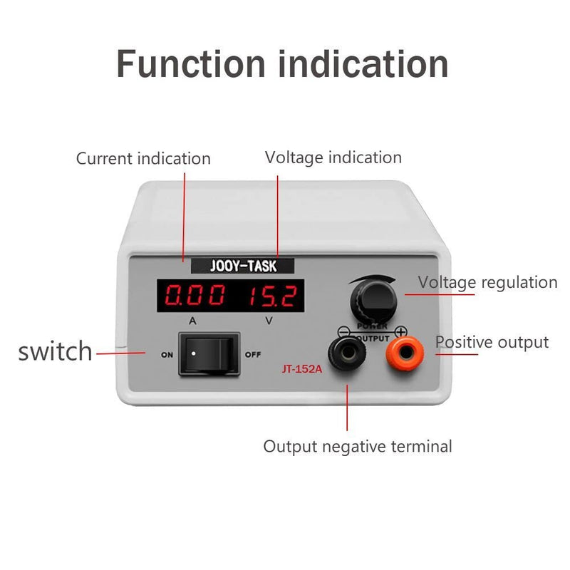 [AUSTRALIA] - JOOY-TASK DC Power Supply Variable &Small DC Power Supply (1.5~15V,2A) -Adjustable DC Regulated Bench Power Supply(Input Voltage 90V~253V AC) 