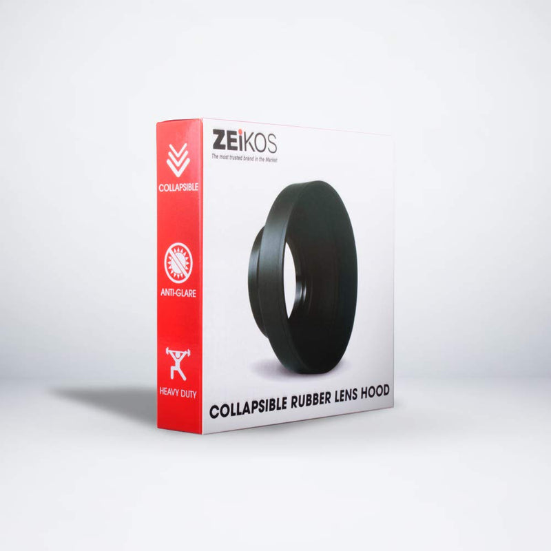 Zeikos 58mm Deluxe Collapsible Rubber Lens Hood w/3 Stages, includes Miracle Fiber Microfiber Cloth, For CANON Rebel T5i T4i T3i T2i T1i XT XTi XSi SL1, CANON EOS 700D 650D 550D 500D 450D 350D 300D 1100D 100D 60D