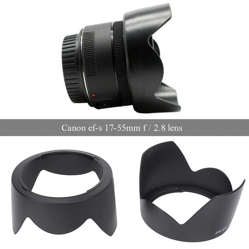 Pomya Camera Lens Hood for Canon，EW-83J 2Pcs Quality Plastic Camera Lens Hood for Canon EF-S 17-55mm f/2.8 ，Lens Hood