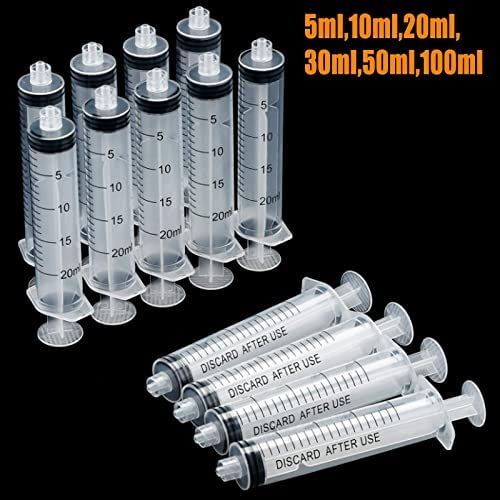 20 Pack 5ml Plastic Syringe Luer Lock With Measurement No Needle for Scientific Labs Liquid Measuring 5ml 20pcs