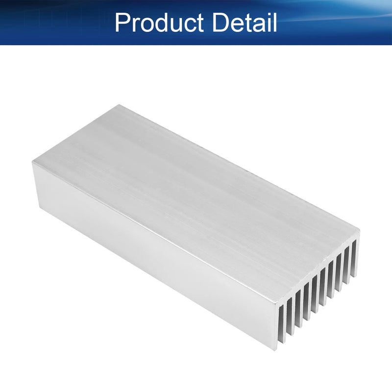 Bettomshin 1pcs Silver High Power Heatsink Kit Aluminum Heatsink Heat Diffuse Cooling Fin 100x40x20mm for Cooling IC Chips 3D Printer
