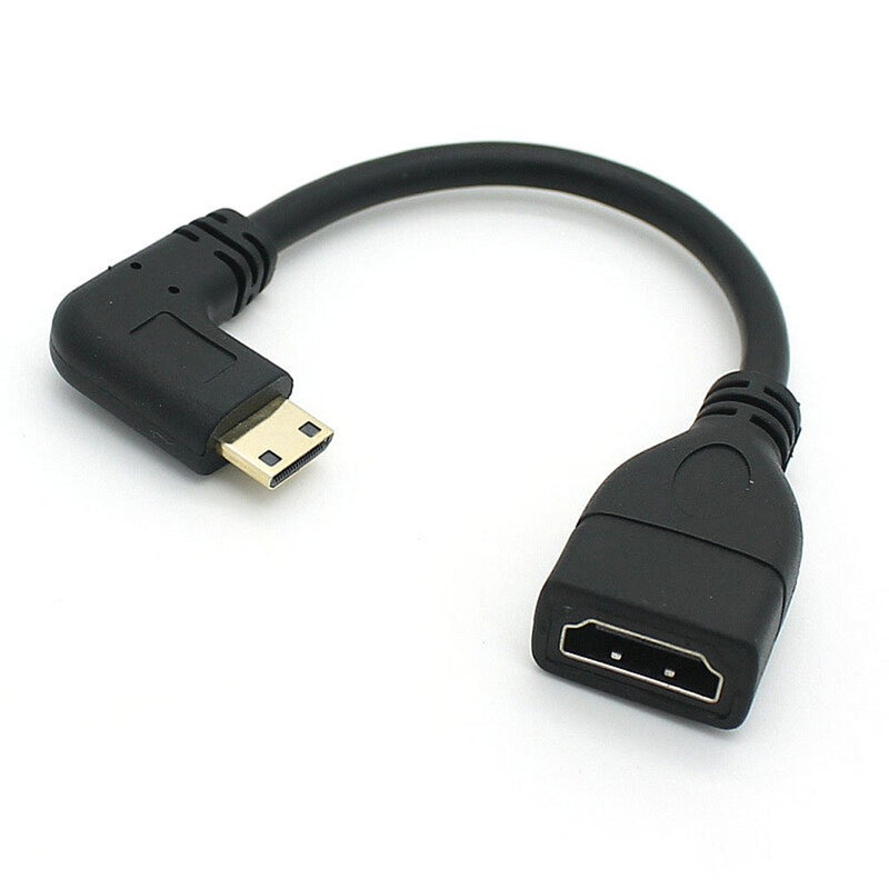 5.9inch High Speed 90 Degree Mini HDMI Right-Toward Male to HDMI Female Cable Adapter Connector Support 1080P Full HD, 3D (0.15m, Left+Right+Upward+Downward) 0.15m