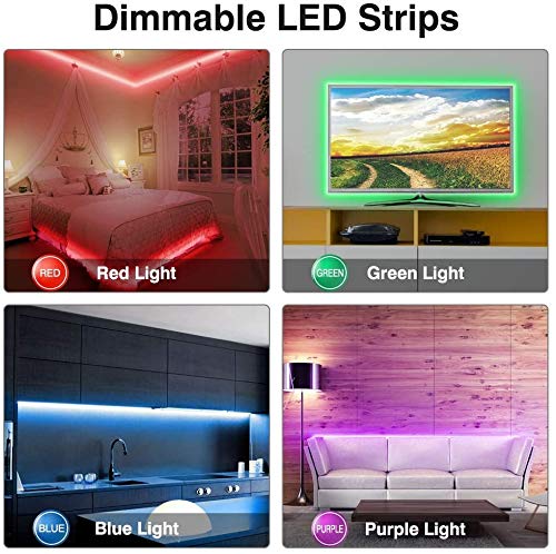 [AUSTRALIA] - LED Strip Lights 50ft/15m Masqudo 5050 SMD RGB LED Rope Light with 44 Keys RF Remote Controller Non-Waterproof LED Lighting Strips with 24V Power Adapter for Bedroom Ceiling Under Cabinet Party Deco 